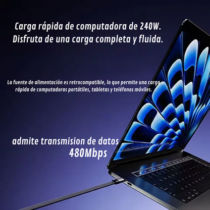 Cable Tipo C, con Soporte con Hasta 240W